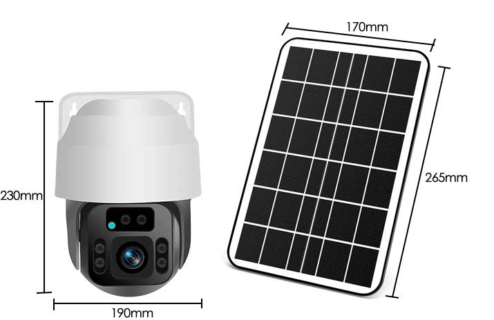 Solar powered dome camera product dimension