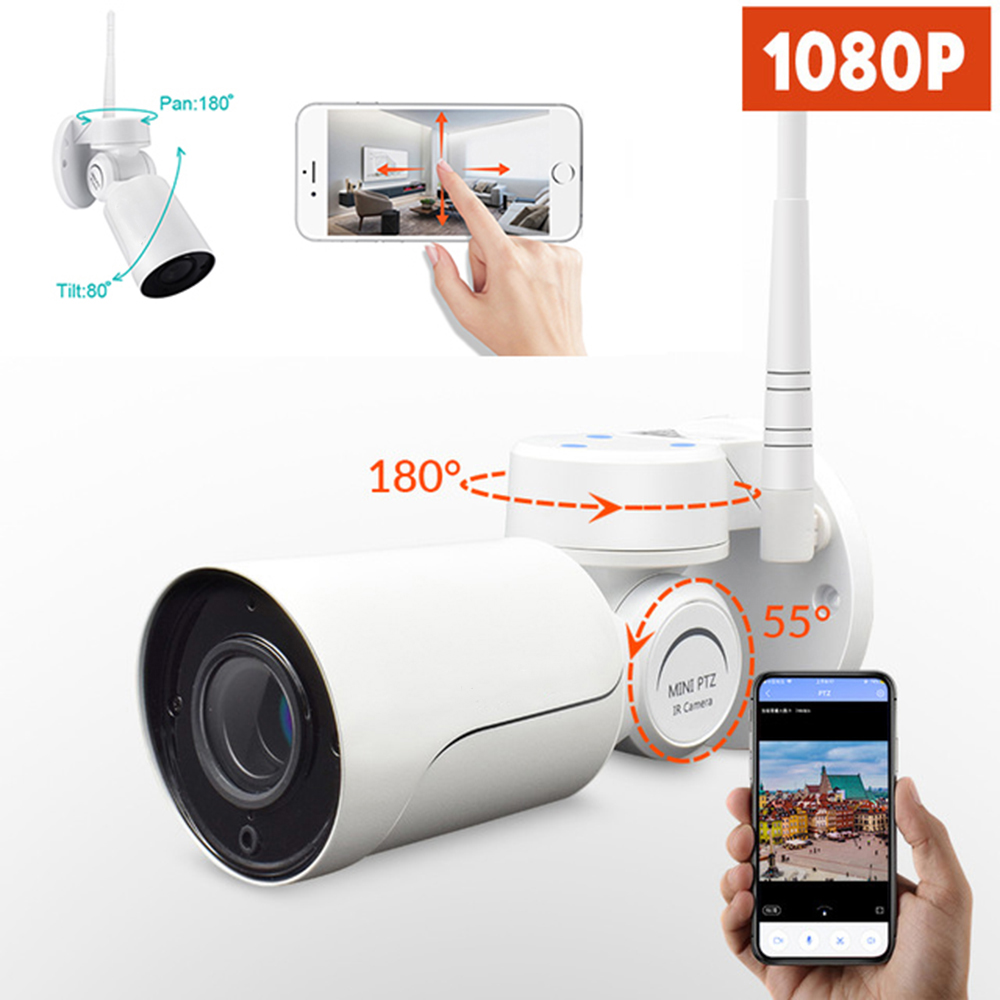 1080p bullet security camera supports 180 degree pan and 80 degree tilt rotation