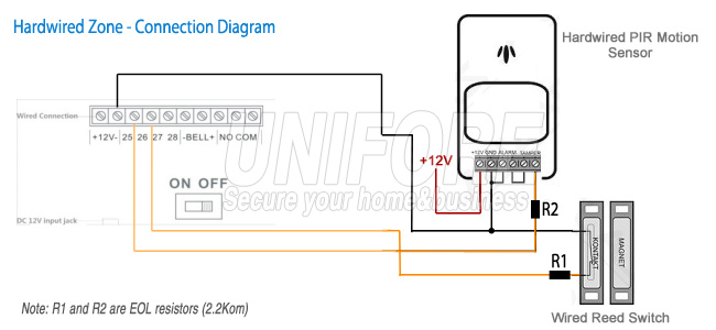 Hardwired zone connection diagram