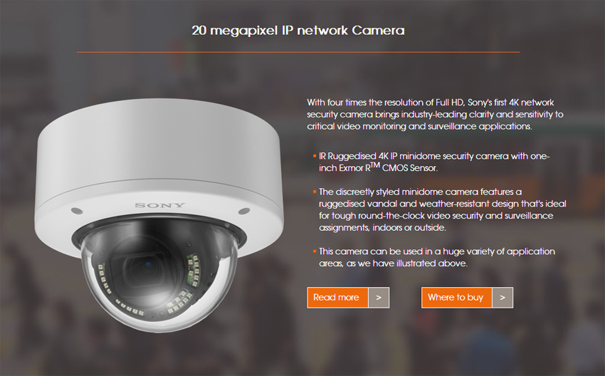 20 megapixel IP camera Sony SNC-VM772R
