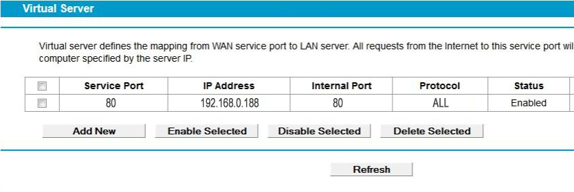 TP-Link Router Port Forwarding Virtual Server