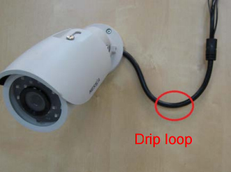 Drip loop for security cameras