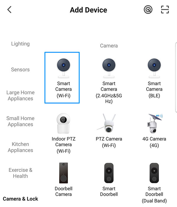 Adding Smart Camera on Tuya Smart App