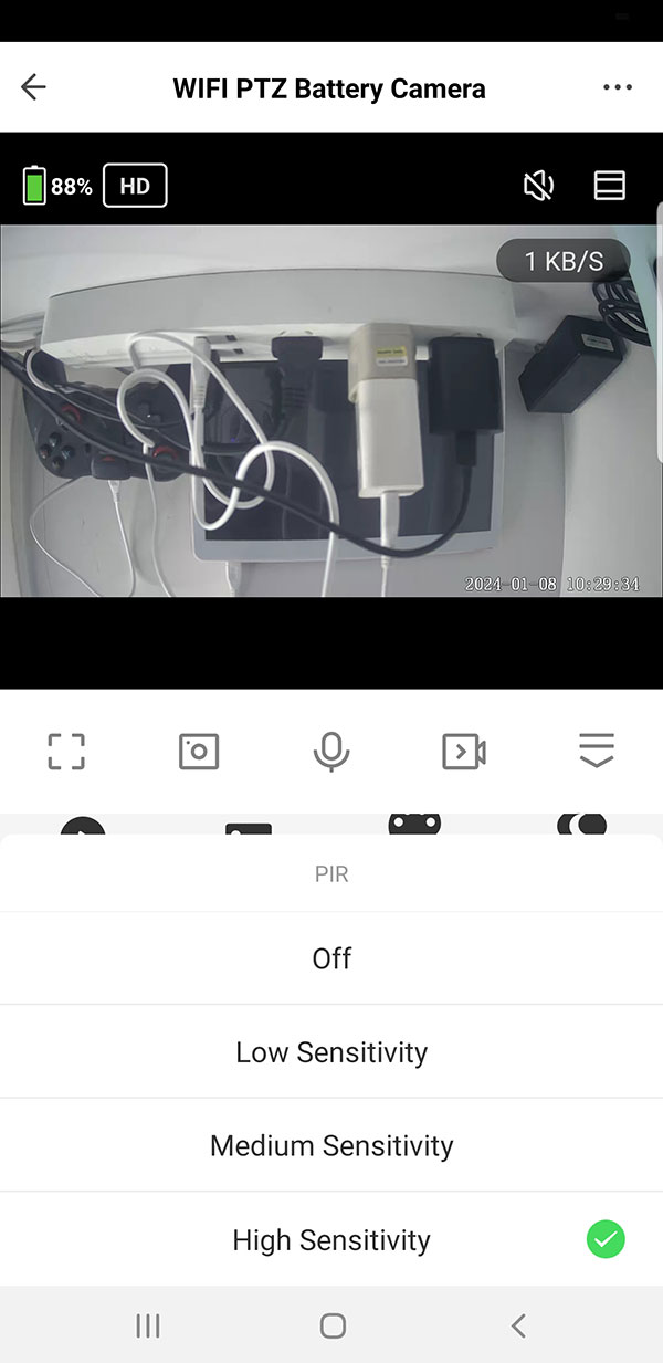 Tuya Smart Camera PIR Sensitivity Setting