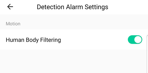 Tuya Security Camera Humanoid Detection Setting