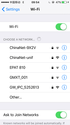 Connect to camera's WiFi SSID