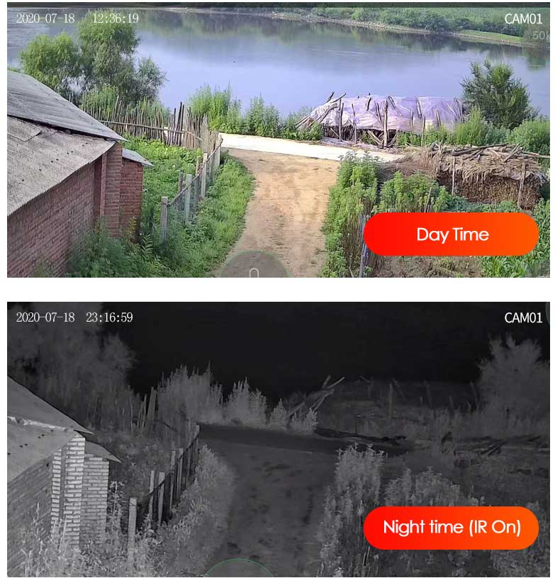 Solar powered dome camera day/night image