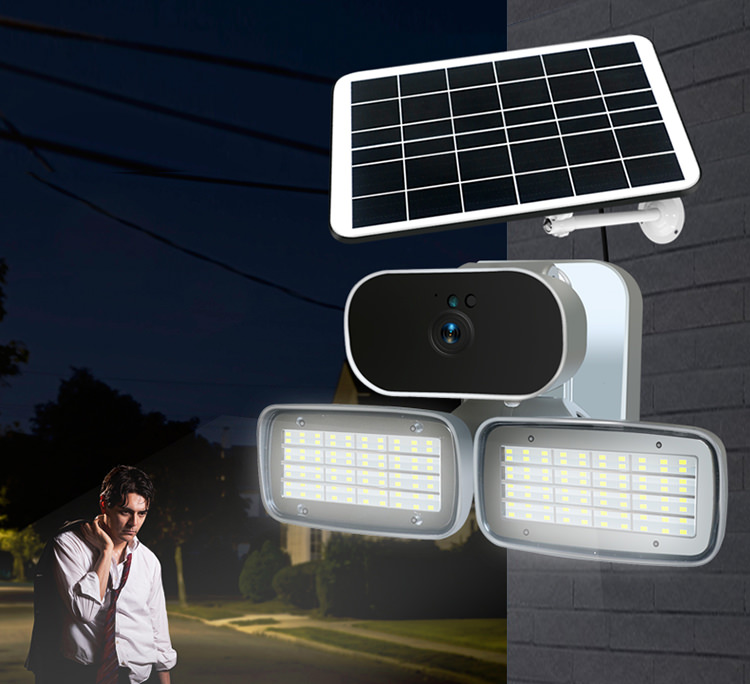 Solar powered floodlight with 4G LTE 1080p security camera