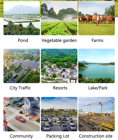rural farms, vegetable garden, resorts, lake/park, construction site, community, packing lot