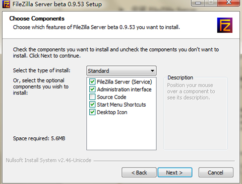 Install FileZilla Server software