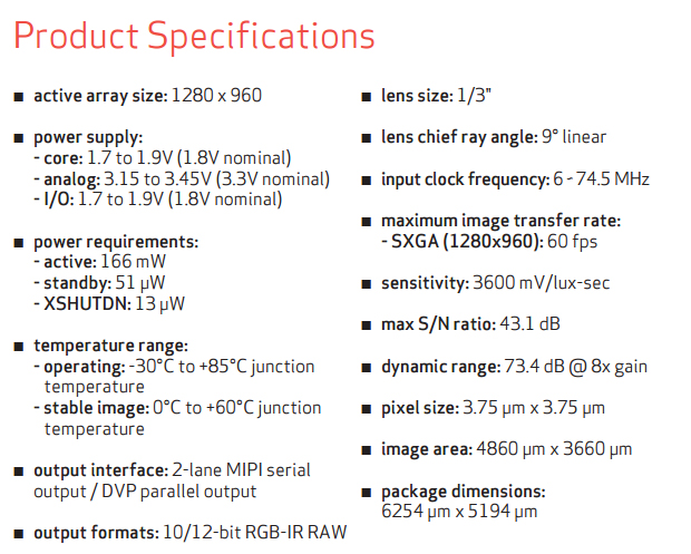 OV9756 Specification
