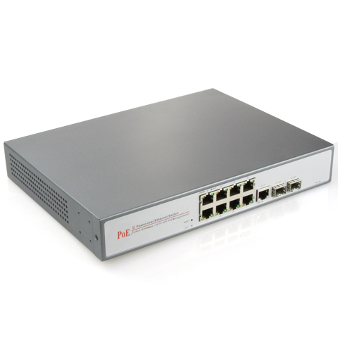8CH PoE Network Switch with 1 Gigabit + 2 SFP Uplink Ports